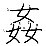 kanji - barulhenta, imoral